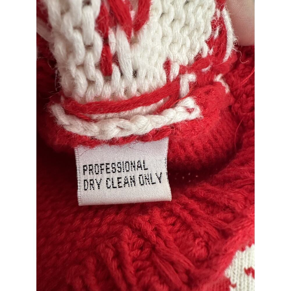VTG Michael Simon Girls Sz 6/6X Reindeer Cardigan Red White Christmas READ - Picture 4 of 11